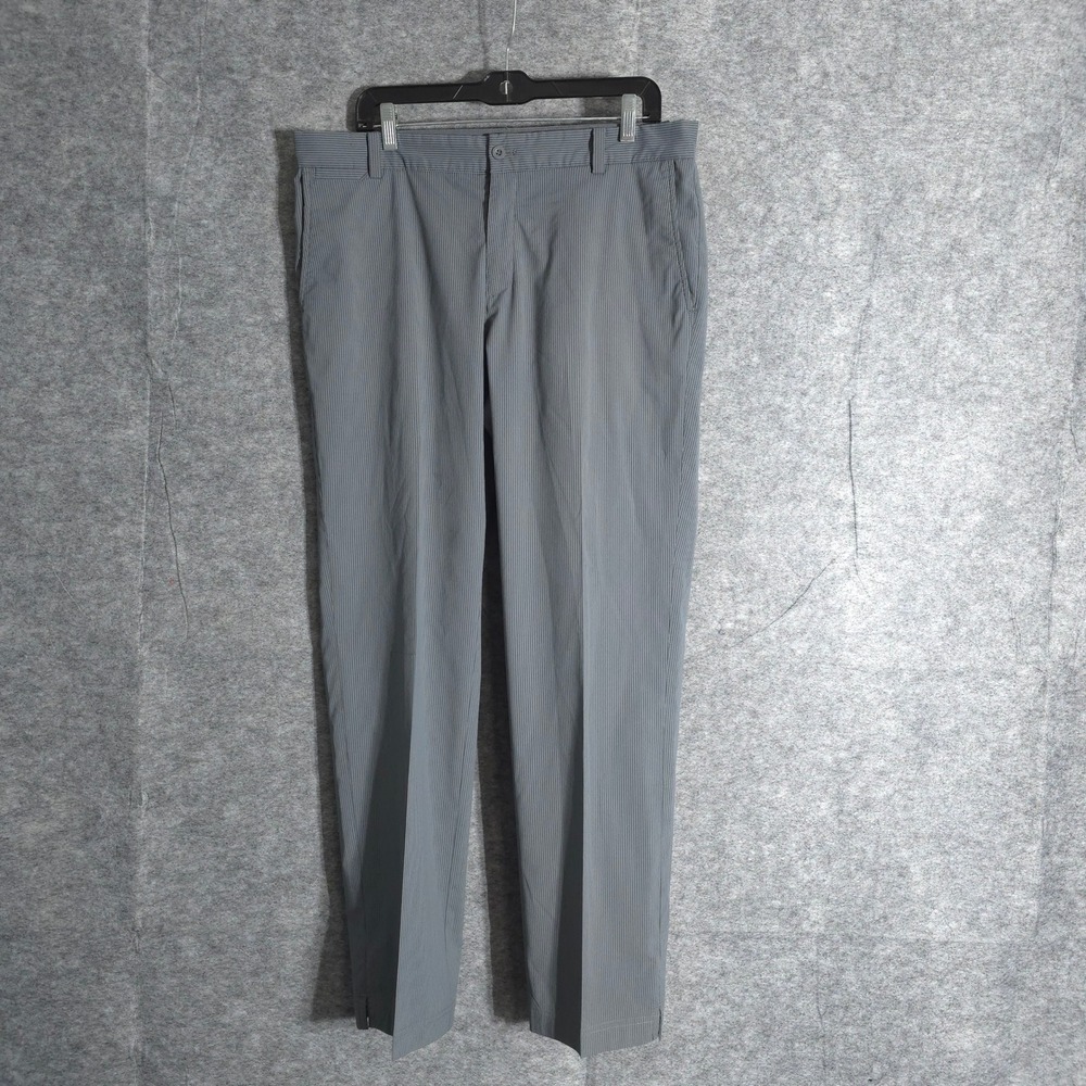 Nike Golf Dri Fit Pants Mens 34x32 Gray Stripe Tour Performance Athletic Stretch